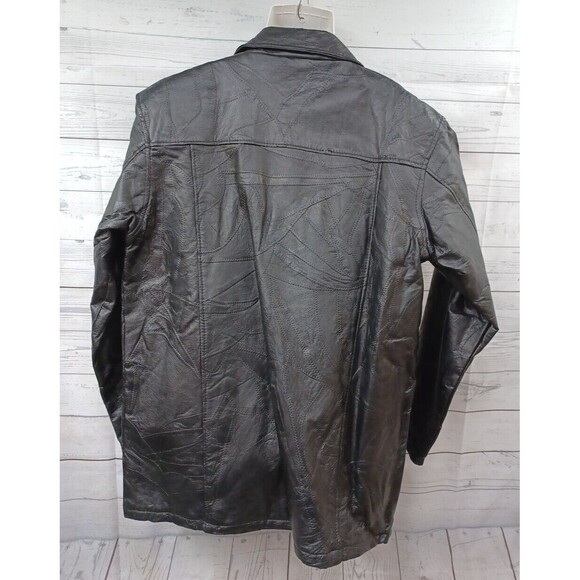 Vtg Haband Executive Collection Mens Leather Jacket Black Patch Work Sz L - Picture 5 of 11